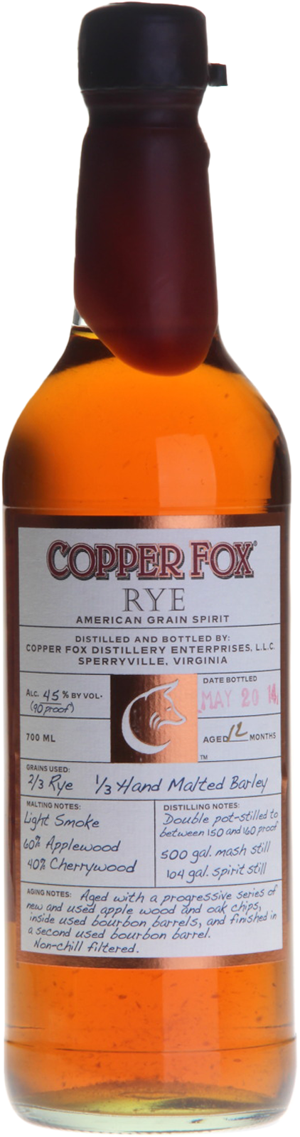 Copper Fox Rye American Grain Spirit Whisky